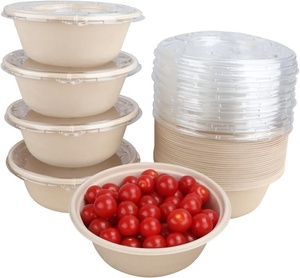 Tazón de bagazo compostable de 32 oz con tapa, desechable, ecológico, biodegradable, para llevar, ideal para sopa y fideos - Product Image 1