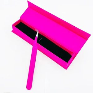 Pinzas para Pestañas de Punta Larga, Color Rosa Intenso, Recubrimiento en Polvo, Agarre Cómodo, Acero Inoxidable Sostenible, Antiestático, Cuidado Personal - Product Image 3