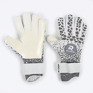 Gants de gardien de but en latex blanc et gris RYDOM avec sangle de poignet réglable, antidérapants et respirants - Product Image 6