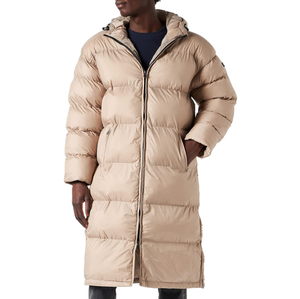 Veste d'hiver longue matelassée en tissu tissé avec capuche à bordure en fourrure, manches longues, fermeture éclair, couleur unie, extérieur en polyester, épaisse et chaude - Product Image 5