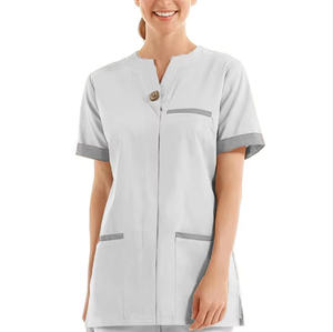 Uniforme de femme de chambre d'hôtel en polyester et coton, manches courtes, unisexe, respirant, confortable, vêtements professionnels sur mesure - Product Image 2