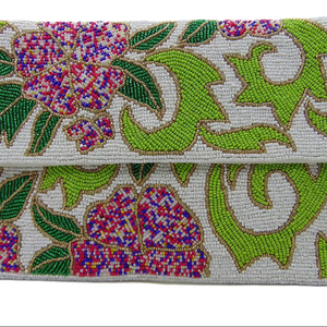 Pochette de soirée Lowellcraft brodée pour mariage, sac enveloppe pour femme, motif géométrique en satin perlé fantaisie, de Delhi - Product Image 6