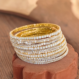 Jewelemarket 2.4\" Gold Plated Crystal Stone <b>Bangles</b> <b>Set</b> 10575598WH_2.4 Luxurious Crystal Bracelets & <b>Bangles</b> - Product Image 3