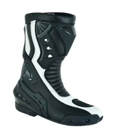 Botas de Motociclismo para Carreras, Botas Largas Impermeables y Transpirables de Cuero Vacuno Genuino de Alta Calidad