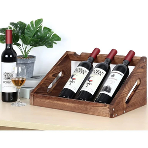 Soporte de pared decorativo premium para botellas de vino de madera con colgador de copas y soporte para botellas de vino - Product Image 3