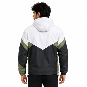 Men Waterproof Hooded Windbreaker Jacket Lightweight Color Block Outdoor Hiking Running Windproof Rain Jacket Custom Logo - Product Image 4
