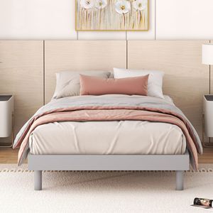 Modern Design Twin Size Floating Platform Bed <b>Frame</b> in <b>Grey</b> Color - Product Image 3