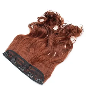Perruque longue bouclée rougeâtre en cheveux indiens Remy, sans colle, avec base en soie élastique, texture ondulée naturelle, densité 100 %, longueur personnalisable - Product Image 2