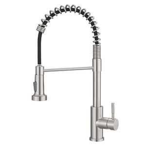 Rubinetto da Cucina Monocomando Estraibile con Doccetta a Molla, Finitura Nichel Spazzolato, in Acciaio Inossidabile - Product Image 3