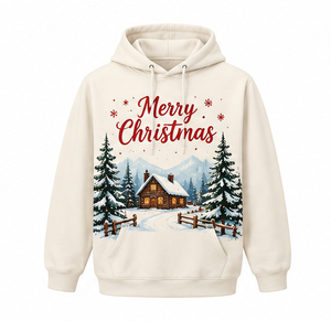 Green Unisex Hooded Sweatshirt Santa Claus Cartoon Print 100% Cotton Fleece 310g Digital Printed Comfortable Winter Casual - Product Image 6