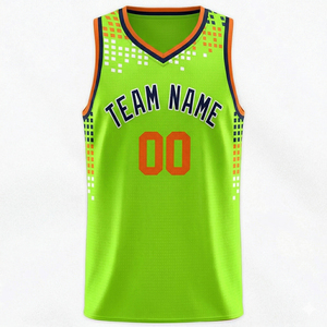 Reddito Sports Custom Green <b>Knitted</b> Breathable Polyester/Cotton Basketball Jersey <b>Set</b> Men's V-Neck Digital Printing Quick Dry - Product Image 4