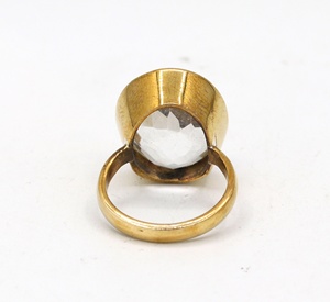 Wholesale 925 Solid Sterling Silver <b>Gold</b> Plated Natural Oval Faceted Crystal Bezel Set <b>Ring</b> Fine Jewelry Memoria Jewels - Product Image 3