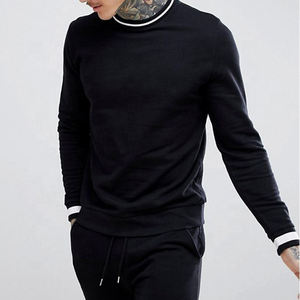 Men Black Sweatshirt Tracksuit <b>Set</b> Crew Neck Pullover <b>Jogger</b> Pants Two Piece Casual Sportswear Slim Fit <b>Matching</b> Outfit - Product Image 4