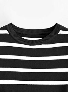 T-shirts et débardeurs d'été personnalisés pour femmes, à rayures, 100 % coton, à manches courtes, coupe courte, respirants, vente en gros, faible MOQ - Product Image 4