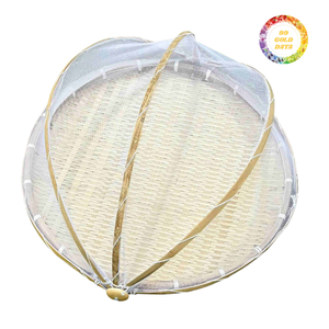 Multi Size Handmade Bamboo <b>Foldable</b> Food Cover <b>Basket</b> with Mesh for Kitchen Storage - Product Image 4
