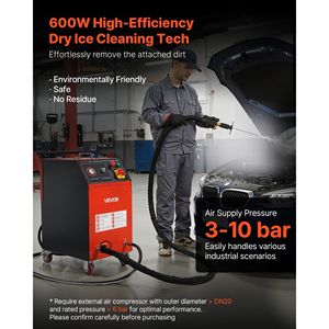 Macchina per Sabbiatura a Ghiaccio Secco con Capacità di 7,5 KG (16,5 LBS), Pressione Regolabile, 4 Ugelli, Pulitore Industriale a Ultrasuoni - Product Image 2