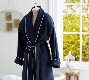 Hotel Supplies Summer Long Absorbent Bath Robe Men Sleepwear Dressing <b>Waffle</b> Cotton Bath Robe - Product Image 2