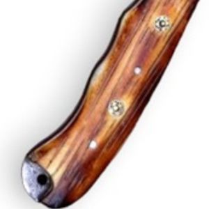 Couteaux de chasse en damas faits à la main avec une lame courbée large et polie, manche en bois brun pour le camping en pleine nature - Product Image 6