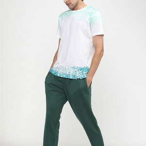 T-shirt blanc à manches courtes pour homme, logo sur le devant, col rond, coupe classique, décontracté, en coton tricoté, style streetwear, écologique, séchage rapide - Product Image 5