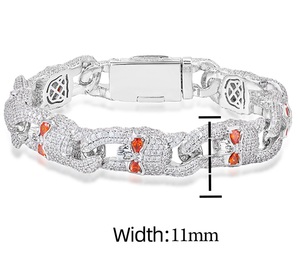 <b>Mens</b> Moissanite 925 <b>Silver</b> Panther <b>Bracelet</b> Red Stone Animal Link <b>Bracelet</b> Iced Out Luxury <b>Mens</b> Statement Jewellery - Product Image 6