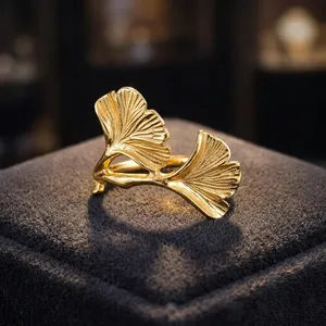 <b>Silver</b> Ginkgo Leaf Shaped <b>Napkin</b> Ring Metal Decorative Tabletop Holder For Kitchen Dining Table And Modern Home Decoration - Product Image 6