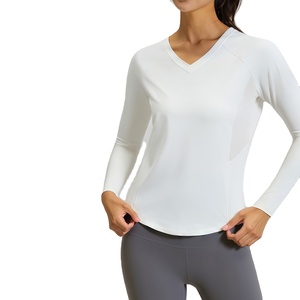 Chemise de course et de fitness pour femmes, manches longues, légère, col en V, nouvelle fabrication - Product Image 1
