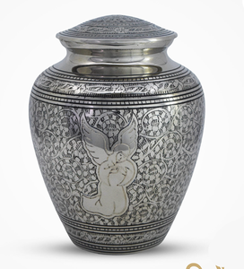 Urna Conmemorativa de Cremación para Adultos, Estilo Americano/Europeo, con Grabado Completo de Hojas en Plata y Latón, para Guardar Cenizas - Product Image 6