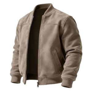 <b>Men's</b> Stand-up Collar Genuine <b>Leather</b> Bomber <b>Jacket</b> Breathable Windproof American-style Retro Versatile Trendy Brand Zipper - Product Image 5