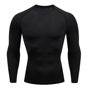 Camiseta de compresión ligera de alta calidad para hombre, manga larga, para gimnasio, con compresión sencilla, para adultos y jóvenes, camiseta de compresión sólida para MMA. - Product Image 3