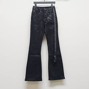 Jean en denim ciré pour homme, coupe large, taille mi-haute, couleur unie, en coton, décontracté, avec braguette boutonnée, en tissu tissé, grandes tailles - Product Image 1