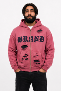 Fabricante Mayorista de Sudaderas Personalizadas para Hombre, Sudadera con Capucha de Forro Polar Desgastado, Talla Grande, Suministro para Marcas de Moda Estadounidenses - Product Image 5