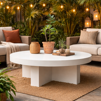 Table basse moderne en acier blanc écologique, légère, imperméable, pour l'extérieur, table centrale pour le salon