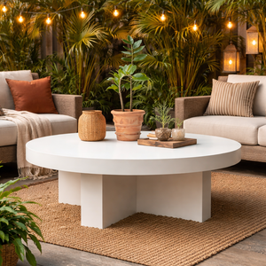 Modern Black Fiber Concrete <b>Coffee</b> <b>Table</b> Lightweight Waterproof Outdoor Center <b>Table</b> for Living Room Furniture - Product Image 6