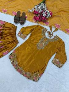 Traje Salwar Farshi de Lujo de Alta Demanda, Conjunto de 3 Piezas con Kurti Bordado y Dupatta para Eid, Diwali y Eventos Nupciales - Product Image 6