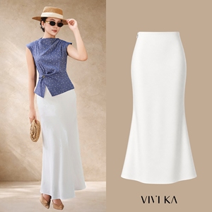 Jupe longue crayon blanche élégante pour femme, taille haute, design épuré, style décontracté et professionnel, toutes saisons MIREL - Product Image 1