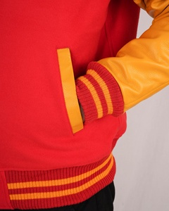 Chaqueta de Béisbol Roja y Naranja para Hombre, con Mangas de Forro Polar, Cierre de Botones, Calefactable, Transpirable, para Invierno - Product Image 5