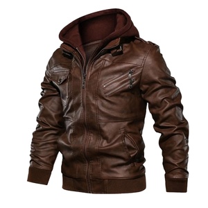 Jacket For Man Men Clothing Leather Jacket New Fashion Windproof Leather Jacket For Men Washed Leather Jackets & <b>Tops</b> for Men - Product Image 2