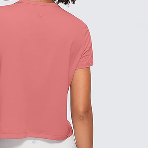 Active Style women crop top t shirt breathable stretch fabric short sleeve slim fit for gym workouts yoga training casual wear - Product Image 6