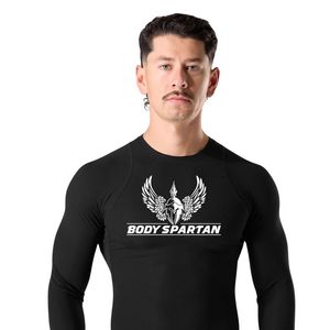 Men's Black Compression Long Sleeve T-Shirt Moisture Premium Athletic Base <b>Layer</b> Training Running Gym Fitness <b>Top</b> - Product Image 2