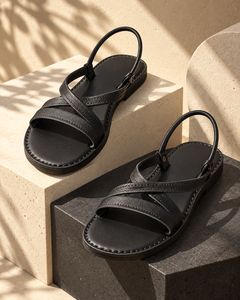 Sandalias Unisex Premium de Cuero Negro con Tiras Cruzadas Abiertas y Correa Ajustable en el Tobillo, Calzado Casual de Verano, Tallas 2-11, Venta al Por Mayor - Product Image 6