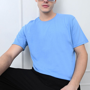 Camiseta de Hombre con Logotipo Frontal, 100% Algodón, Transpirable, de Secado Rápido, Cuello Redondo, Manga Corta, Corte Regular, Estilo Urbano, Lisa, 250 g/m² - Product Image 3