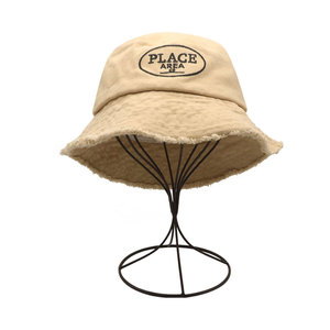 Chapeau Bob Brodé en Toile de Coton Unisexe Décontracté Printemps-Été Beige Noir 56-58CM - Product Image 2