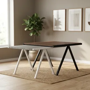 Table basse moderne en bois avec pieds en fer blanc, style industriel rustique, pour salon - Product Image 2