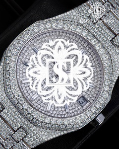 Relojes de Diamantes de Proveedor Indio con Esfera Azul, Totalmente Adornados, Estilo Antiguo, con Cristal, Precio de Exportación - Product Image 2