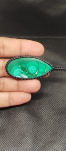 จี้ห้อยคอหินมาลาไคต์ทรงลูกแพร์สไตล์โบฮีเมียน ประดับด้วยเชือกถักแบบมาคราเม่ หินคริสตัลบำบัดธรรมชาติ - Product Image 5