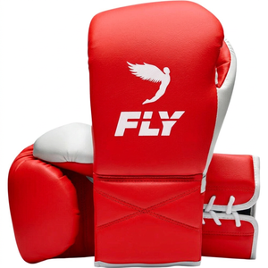 Nouveaux modèles de gants de boxe MMA en cuir rouge et gris à lacets, personnalisés, professionnels, pour l'entraînement Sanda, légers, à doigts entiers - Product Image 1