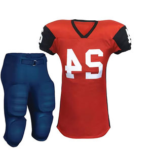 Maillot de football américain rouge pour homme, col en V, manches courtes, en mesh respirant, numéro 24, sérigraphié, tenue d'équipe - Product Image 2