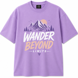 Camiseta de Manga Corta Verde Oscuro para Hombre Wander Limits, Cuello Redondo, Corte Regular, 100% Algodón Ecológico, Diseño Casual con Letras Impresas - Product Image 1