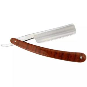 Navaja de afeitar plegable manual con mango de madera, marca privada OEM, herramientas de barbería para hombres - Product Image 3
