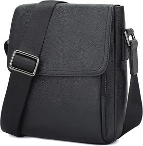 Spot Custom Black Fashion Vintage England Style Zipper Genuine Leather 14.2 Inch Computer Clutch <b>Bag</b> Polyester Multi-Compartment - Product Image 2